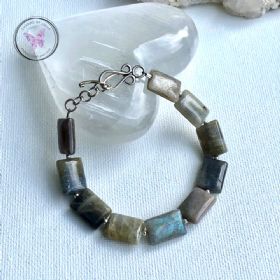 Labradorite Rectangles Silver Bracelet